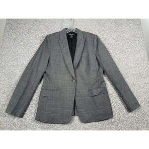 Brooks Brothers Blazer Coat Womens 14 Black White Gray Stellita Fit Wool Stretch